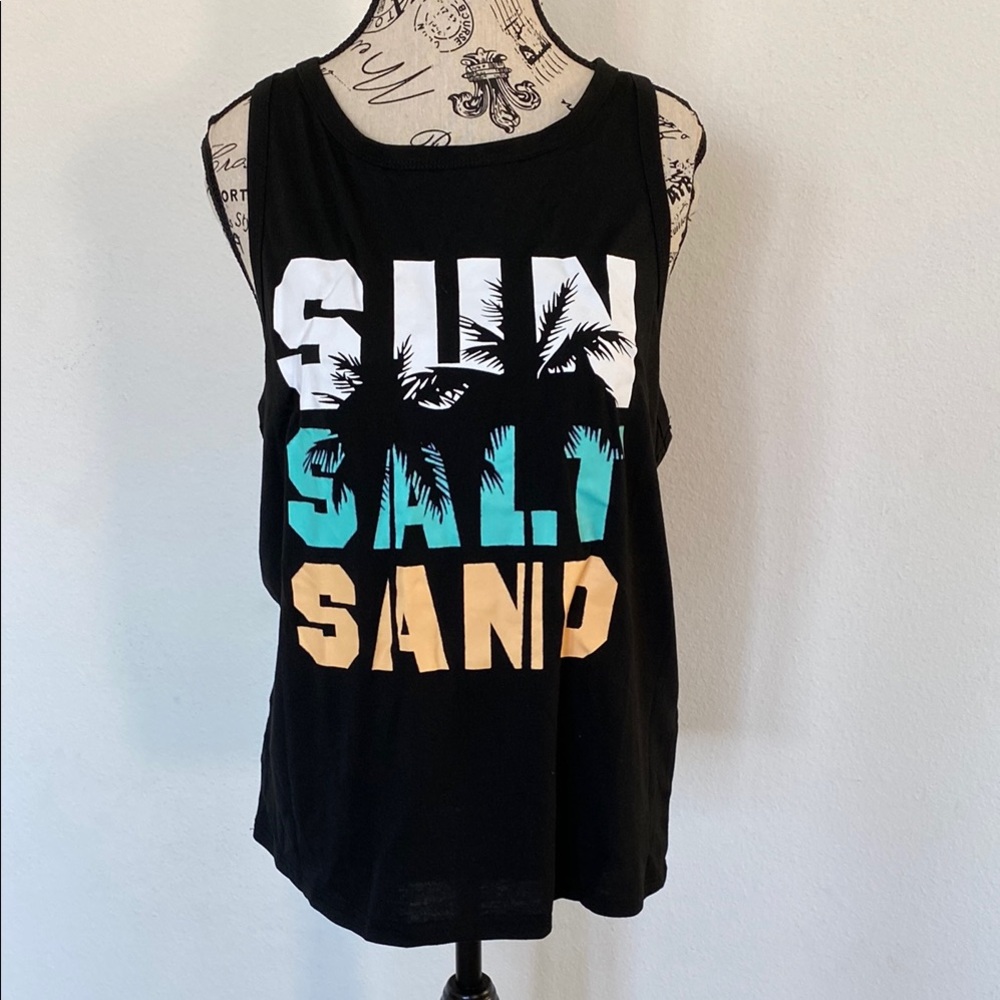 Black Graphic Tank Top with Colorful Print